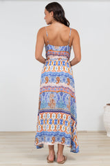 Judy Maxi Dress - Cross Bodice Sun Dress with Matching Belt in Belly Print