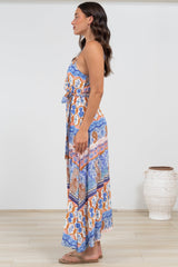 Judy Maxi Dress - Cross Bodice Sun Dress with Matching Belt in Belly Print
