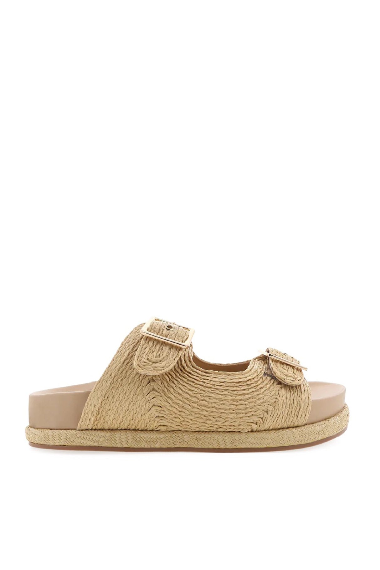 Juliet Sandals - Platform Slide in Natural Raffia