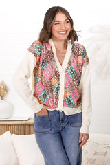 Jupiter Cardigan - Multi Sequin Button Up Cardigan in Beige