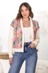 Jupiter Cardigan - Multi Sequin Button Up Cardigan in Beige