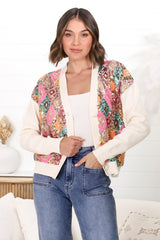 Jupiter Cardigan - Multi Sequin Button Up Cardigan in Beige