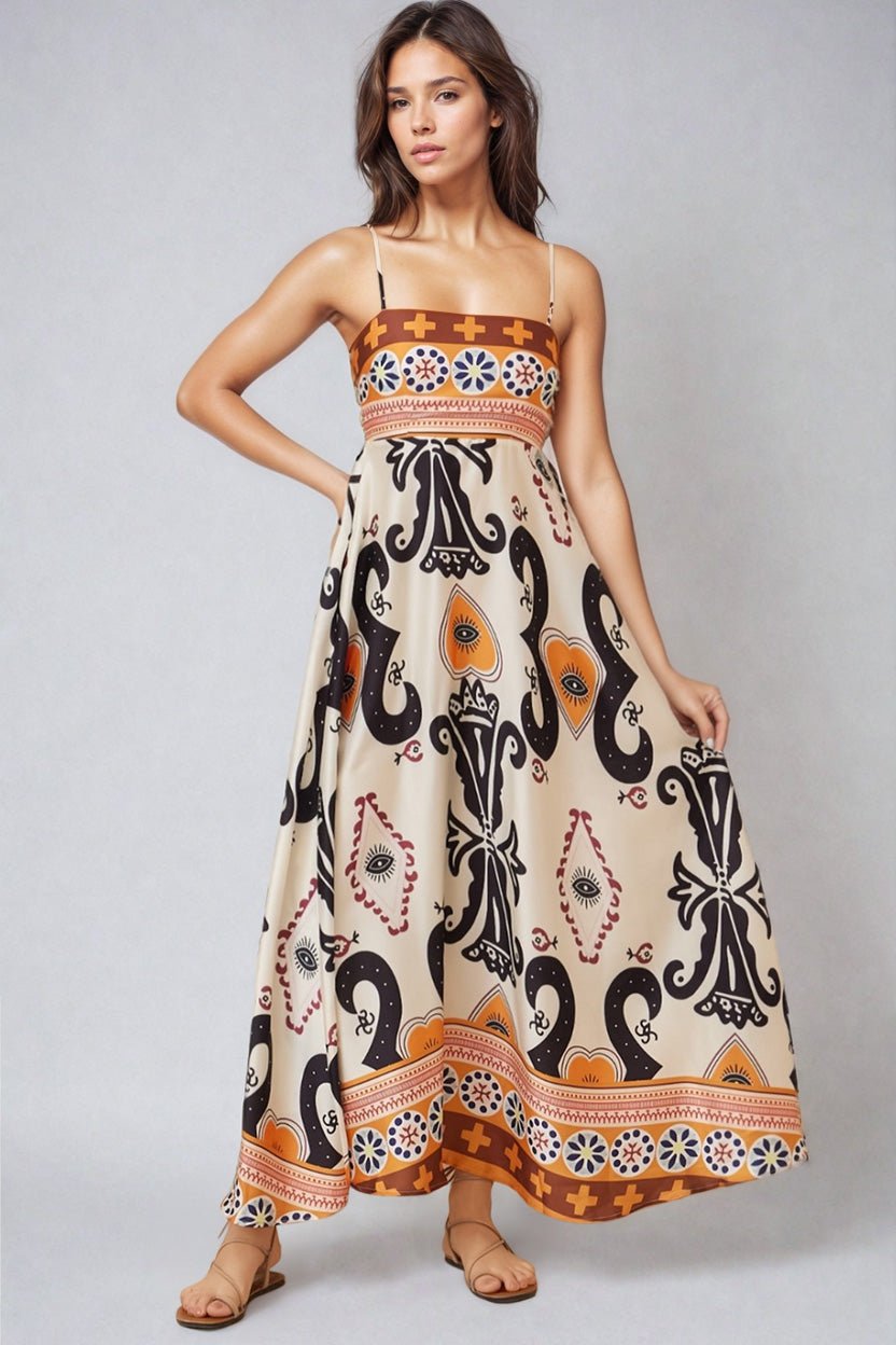 Bonita Maxi Dress: Spaghetti Strap Sun Dress in Belrae Print