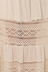 Kaely Maxi Dress - Delicate Lace Panel Detailed A Line Dress in Cream