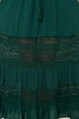 Kaely Maxi Dress - Delicate Lace Panel Detailed A Line Dress in Emerald