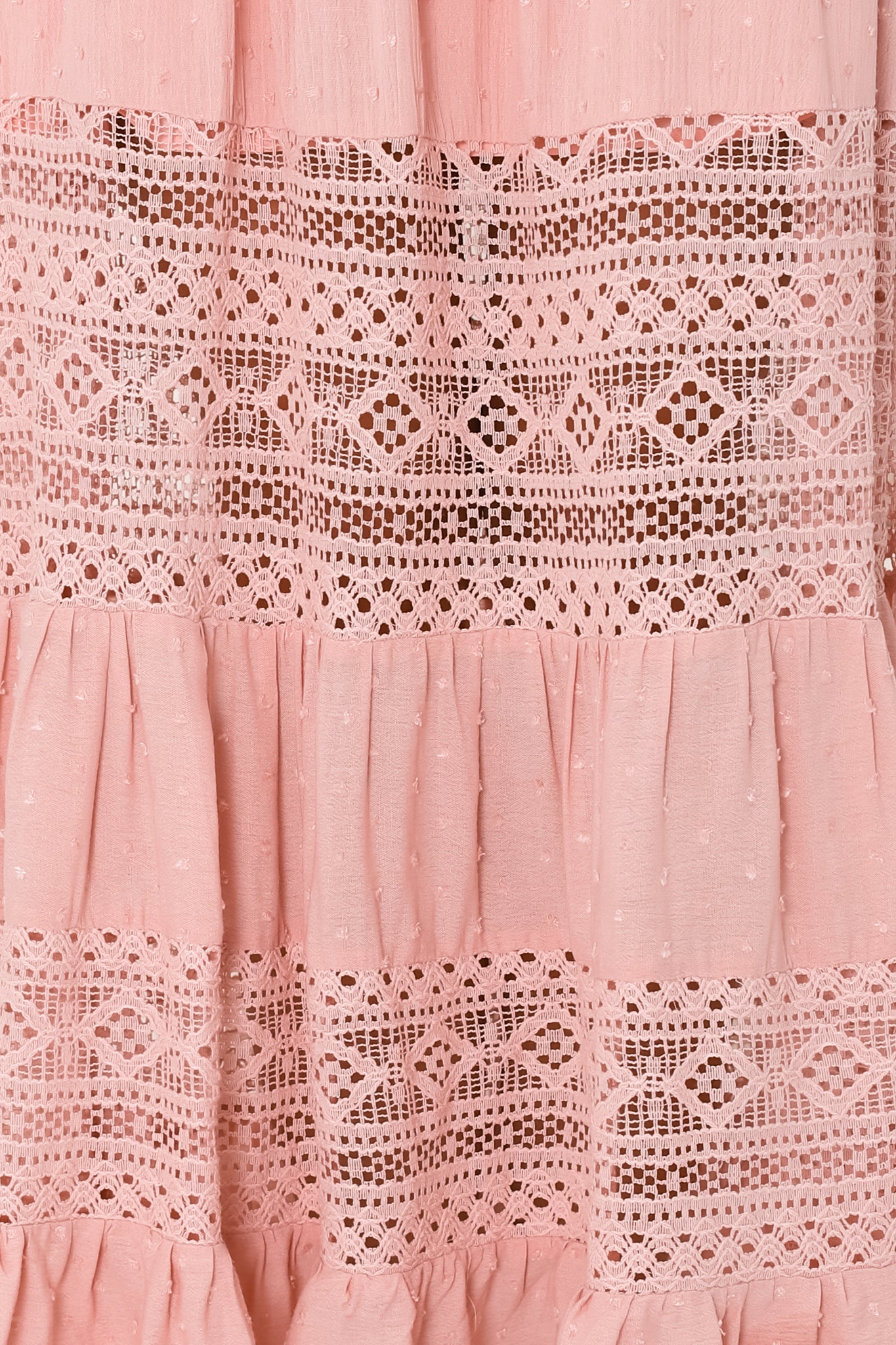 Kaely Maxi Dress - Delicate Lace Panel Detailed A Line Dress in Pink