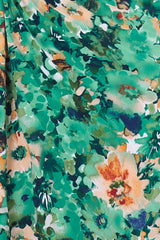 Kaia Maxi Dress - One Shoulder Dress with Side Cut Out in Keanu Print Green