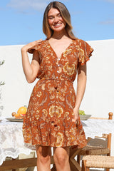 Kailin Mini Dress - Cap Sleeve A Line Dress in Leelou Print