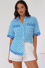Karolyna Shirt  - Collared Button Down Shirt in Dory Print