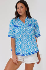 Karolyna Shirt  - Collared Button Down Shirt in Dory Print