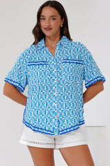 Karolyna Shirt  - Collared Button Down Shirt in Dory Print