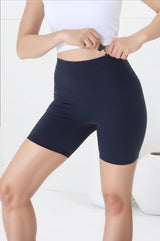 Axel Bike Shorts - Thick Highwaisted Band Bike Shorts in Navy