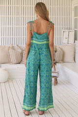 JAASE - Kea Jumpsuit: Spaghetti Strap Overalls with Pockets in Tranquility Print