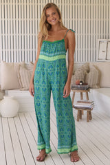 Kea Jumpsuit - Spaghetti Strap Overalls with Pockets in Tranquility Print