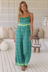 Kea Jumpsuit - Spaghetti Strap Overalls with Pockets in Tranquility Print