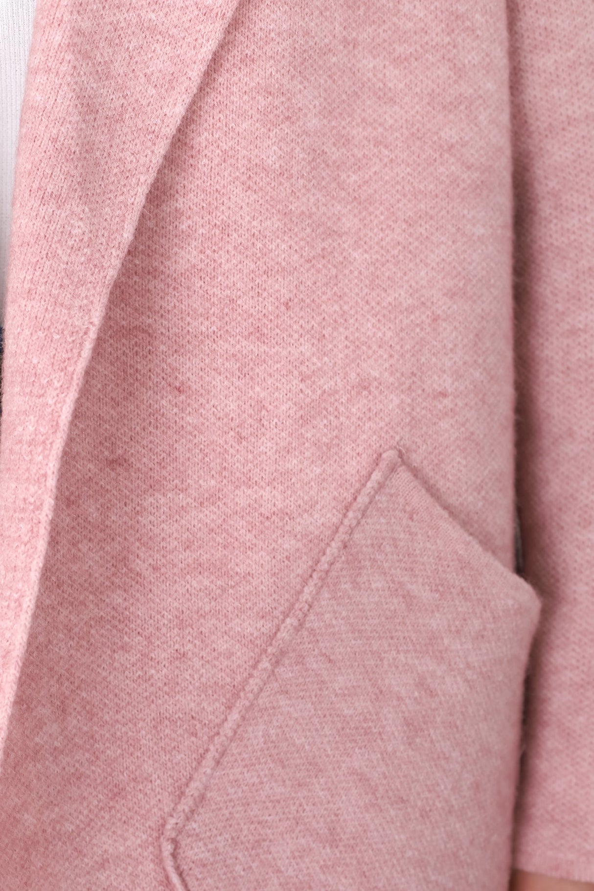 Kierce Cardigan - Folded Lapel Collar Coatigan with Pockets in Blush