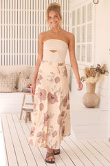 JAASE - Khloe Maxi Skirt: High Waisted A-Line Skirt in April Print