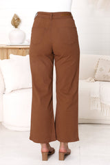 Kinley Jeans - High Waisted Flare Leg Jeans in Brown