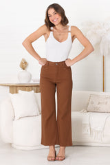 Kinley Jeans - High Waisted Flare Leg Jeans in Brown