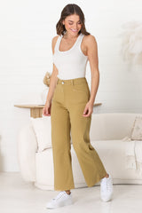 Kinley Jeans - High Waisted Flare Leg Jeans in Khaki