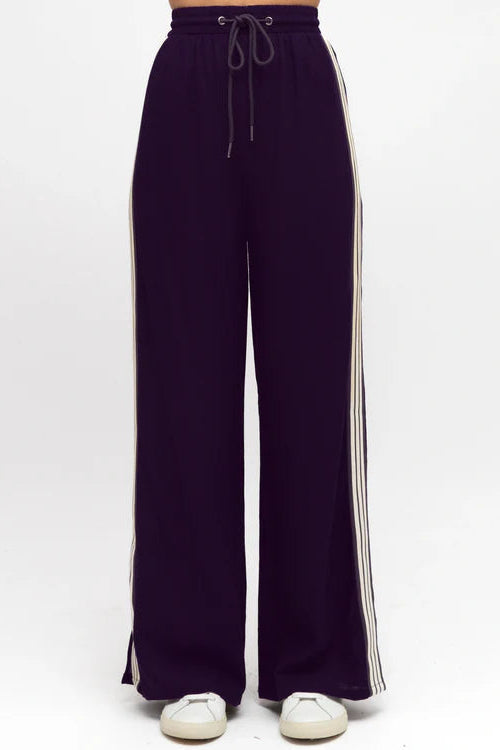 Oskar Pants - High Waisted Sports Stripe Side Seams in Navy