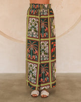 Dulcina Pants - High Waisted Straight Leg Graphic Print Pants in Tropical Rodeo Print