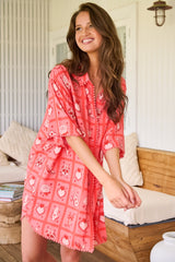 JAASE - Dustin Shirt: Oversized Long Button Down Shirt in Zamora Print