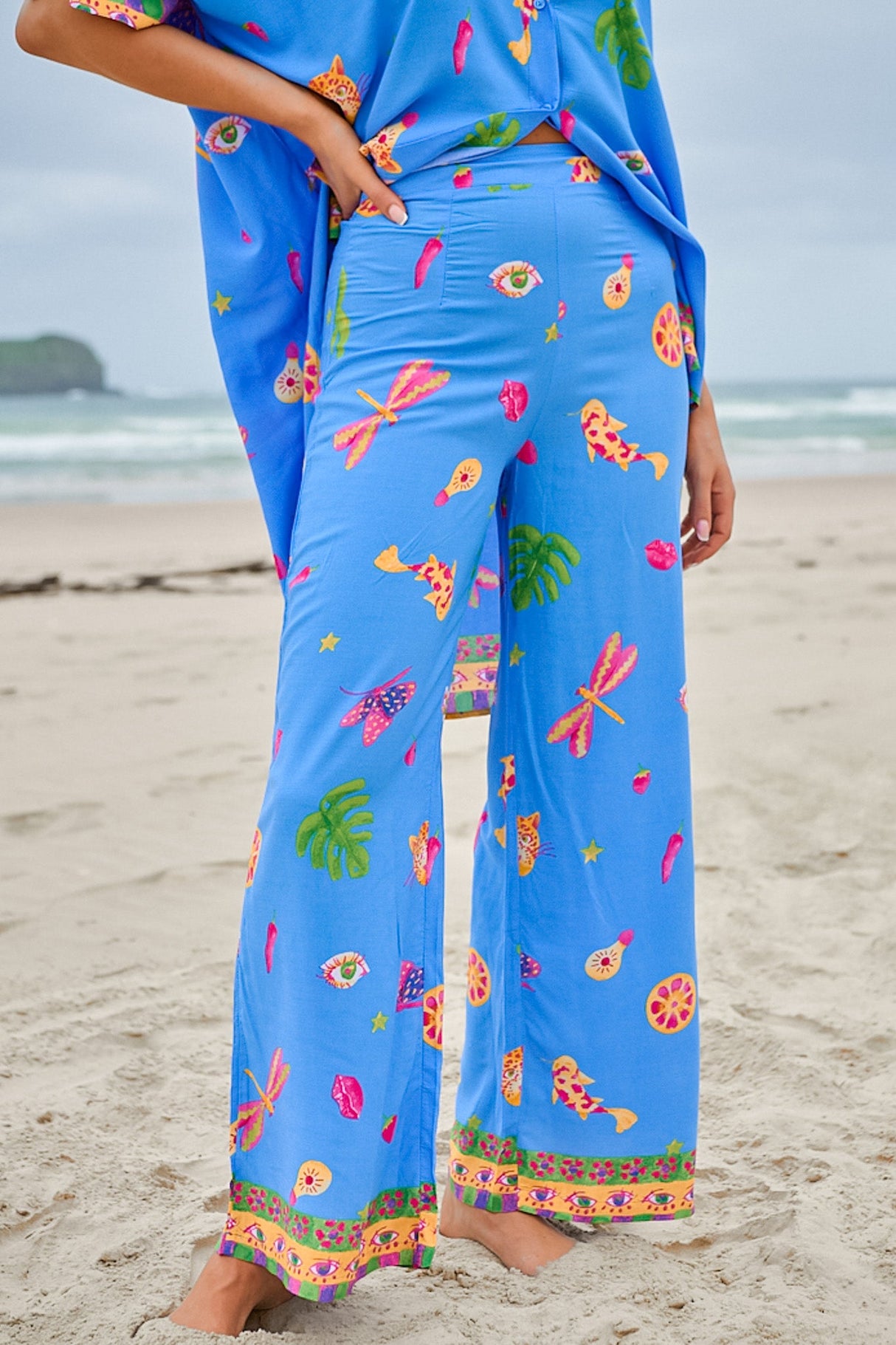 JAASE - Jax Pants: High Waisted Straight Leg Pant in Mati Print