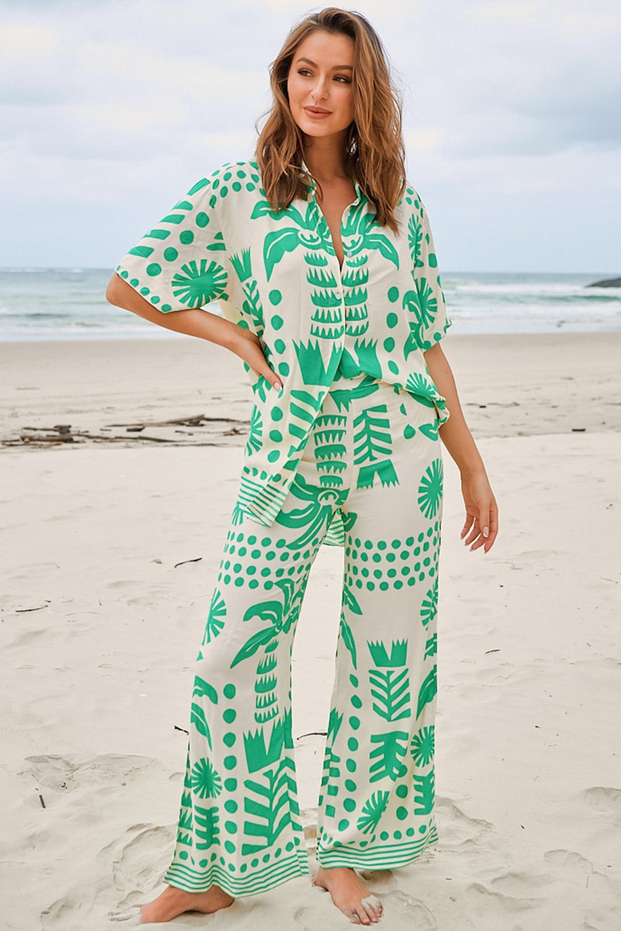 JAASE - Jax Pants: High Waisted Straight Leg Pant in Nazare Print