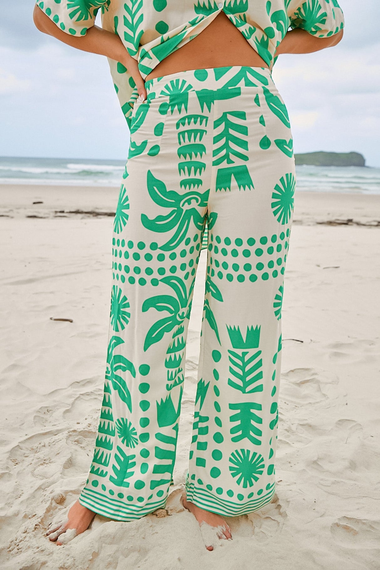 JAASE - Jax Pants: High Waisted Straight Leg Pant in Nazare Print