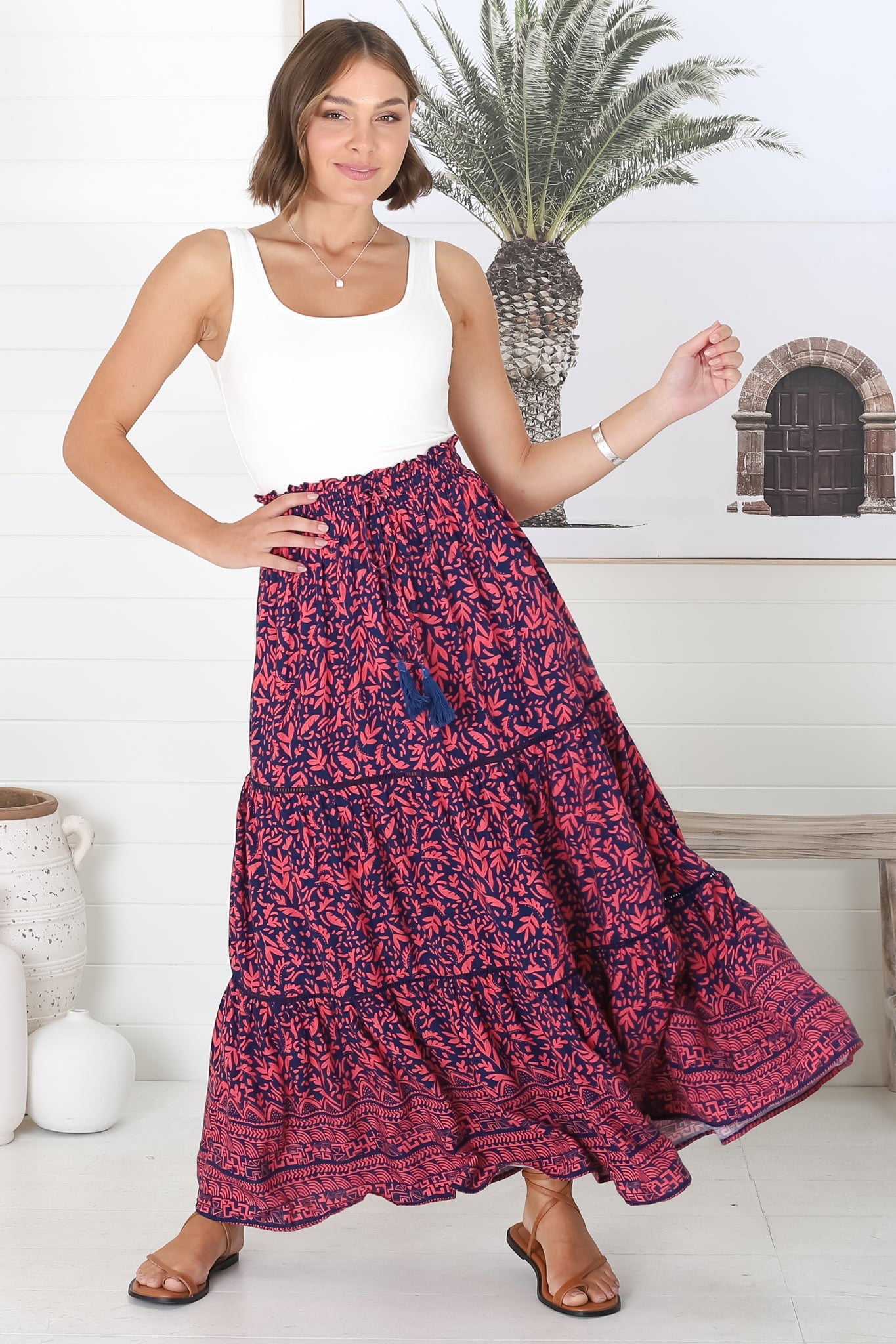 Lanta Maxi Skirt - Tiered Crochet Insert Skirt