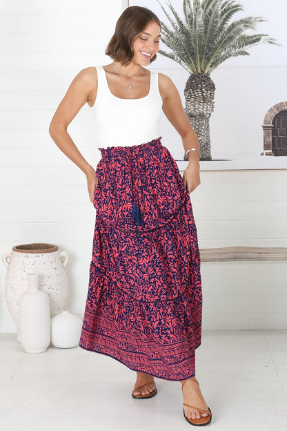 Lanta Maxi Skirt - Tiered Crochet Insert Skirt
