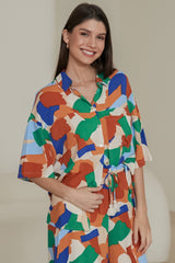 Larosse Shirt - Collared Button Down Shirt in Multi-Coloured Print