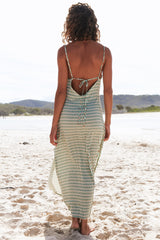 JAASE - Laylunah Maxi Dress: Open Back Criss Cross Strap Maxi Dress in Addi Print