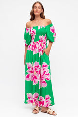 Leni Jumpsuit - On or Off Shoulder Billow Sleeve Jumpsuit in Raine Print