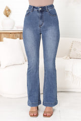 Lennie Jeans - High Waisted Bell Bottom Jeans in Medium Wash Denim