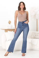 Lennie Jeans - High Waisted Bell Bottom Jeans in Medium Wash Denim