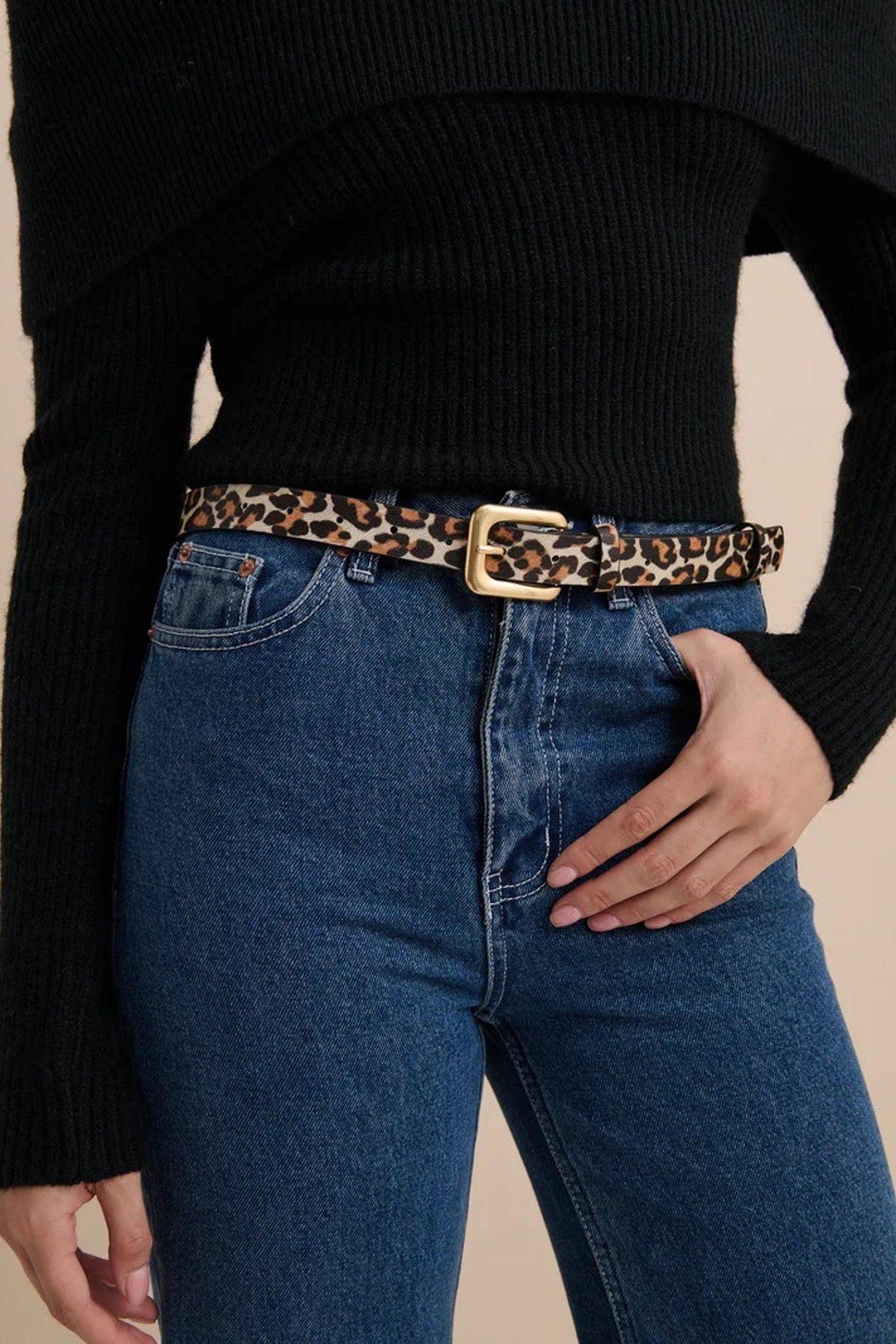 Leopard Square Buckle Belt