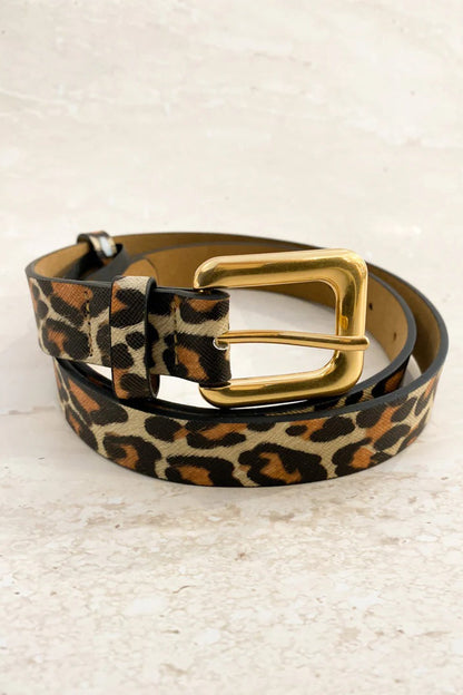 Leopard Square Buckle Belt