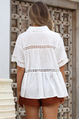 Leyana Shirt - Collared Cut Out Insert Button Down in White