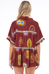 Leyana Shirt - Collared Cut Out Insert Button Down in Tamrin Print