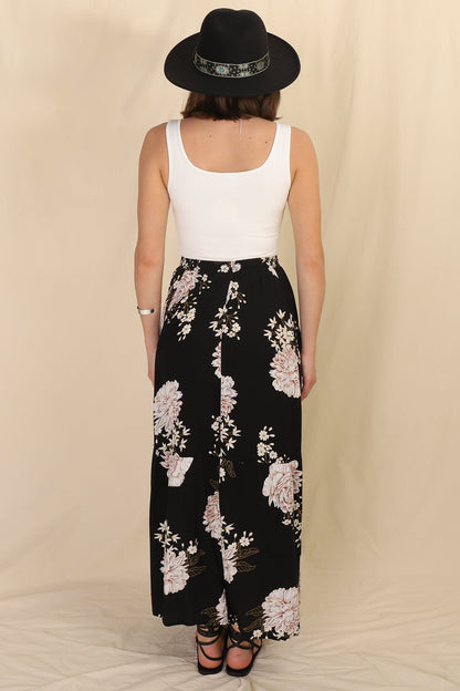 Leyla Maxi Skirt - High Waisted Skirt with Front Splits