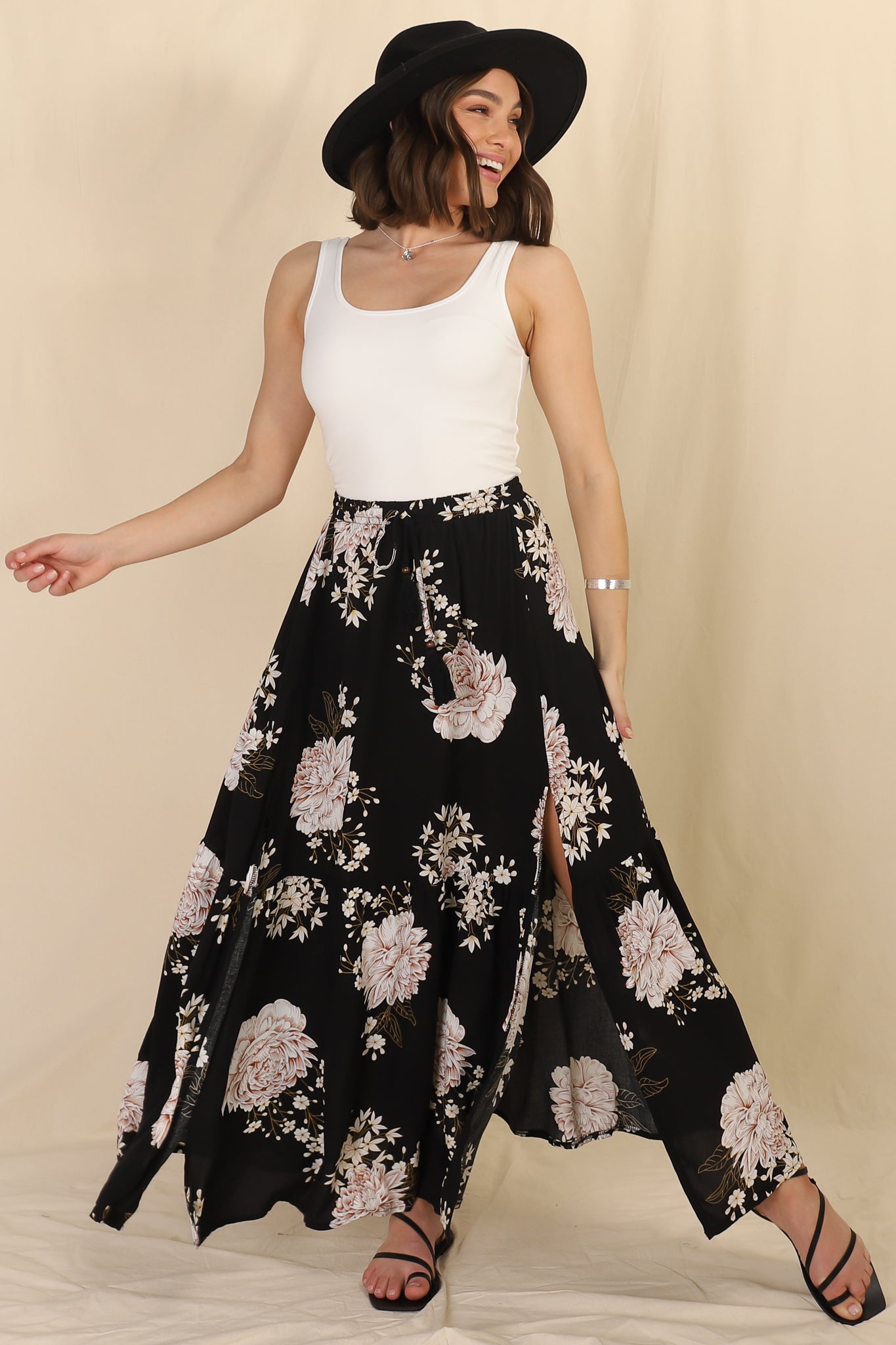 Leyla Maxi Skirt - High Waisted Skirt with Front Splits