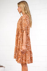 Lia Mini Dress - Balloon Sleeve Smock Dress in Lilwen Print