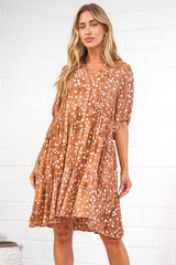 Lia Mini Dress - Balloon Sleeve Smock Dress in Lilwen Print