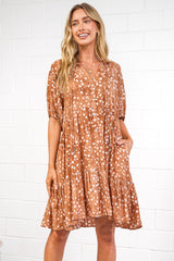 Lia Mini Dress - Balloon Sleeve Smock Dress in Lilwen Print