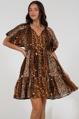 Lia Mini Dress - Balloon Sleeve Smock Dress in Riley Print