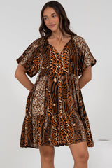 Lia Mini Dress - Balloon Sleeve Smock Dress in Riley Print