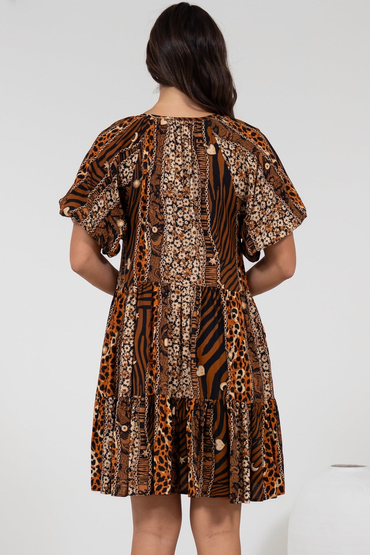 Lia Mini Dress - Balloon Sleeve Smock Dress in Riley Print