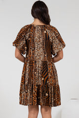 Lia Mini Dress - Balloon Sleeve Smock Dress in Riley Print